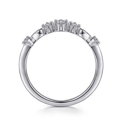 14K White Gold Single Prong Diamond Station Ring