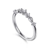 14K White Gold Single Prong Diamond Station Ring - 0.15 ct