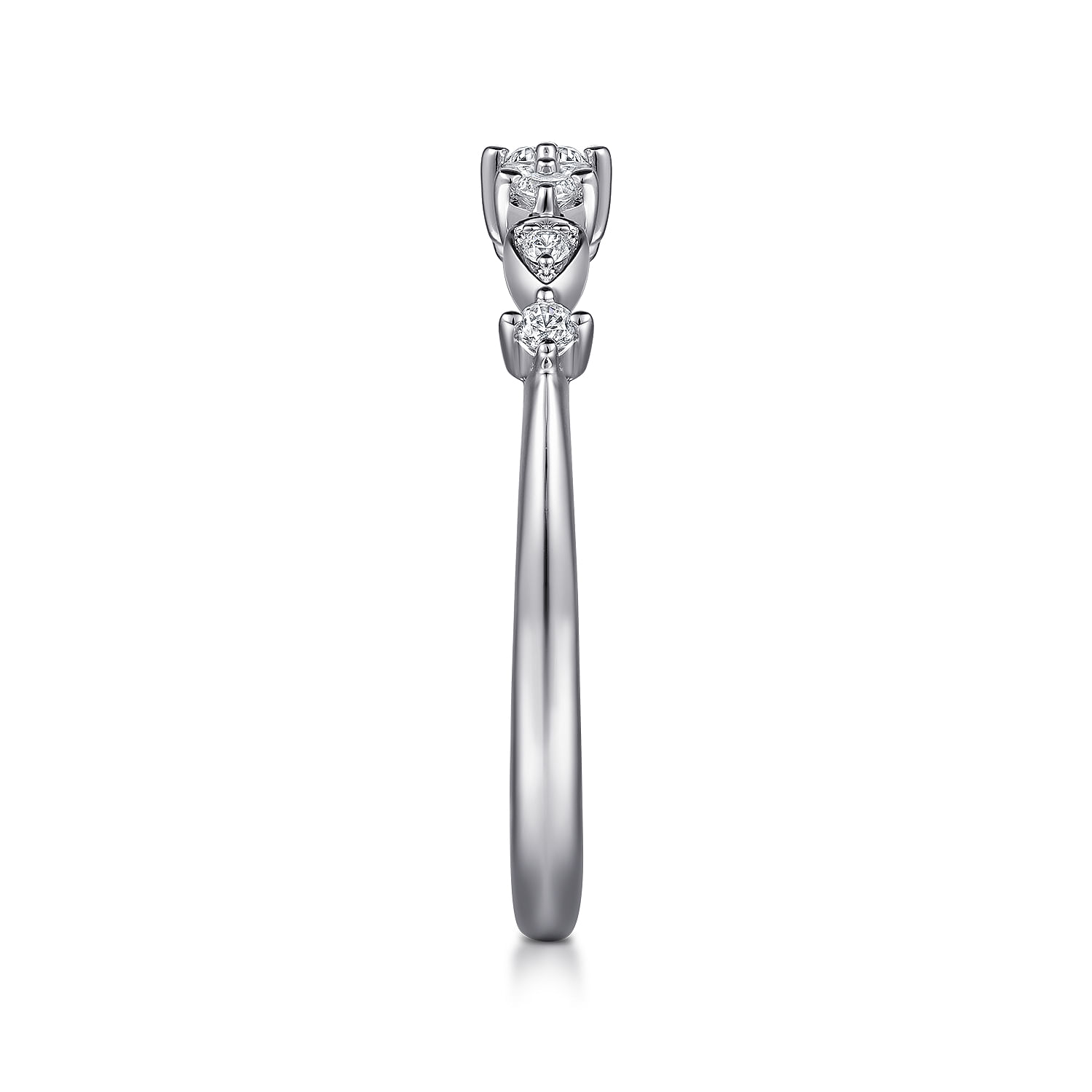 14K White Gold Single Prong Diamond Station Ring