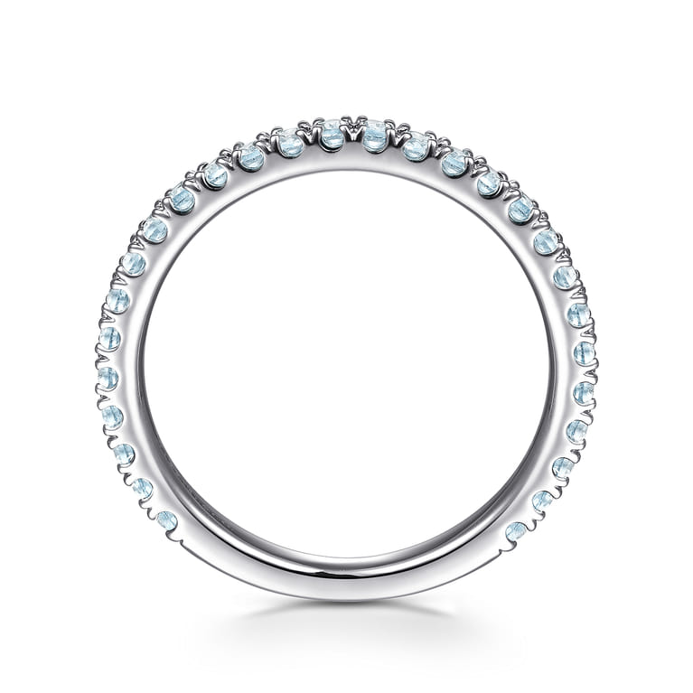 14K White Gold Sky Blue Topaz Stackable Ring - Shot 2