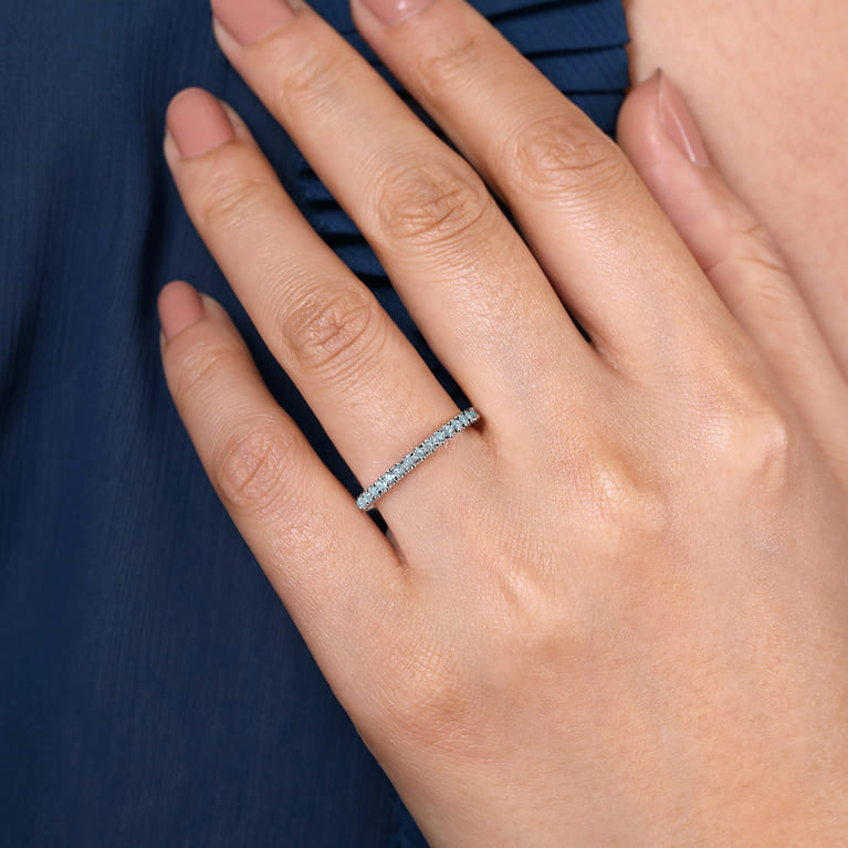 14K White Gold Sky Blue Topaz Stackable Ring - Shot 5