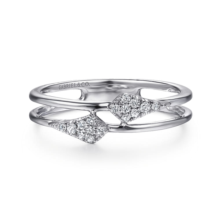 14K White Gold Spiked Diamond Stackable Ring - 0.09 ct - Shot 1