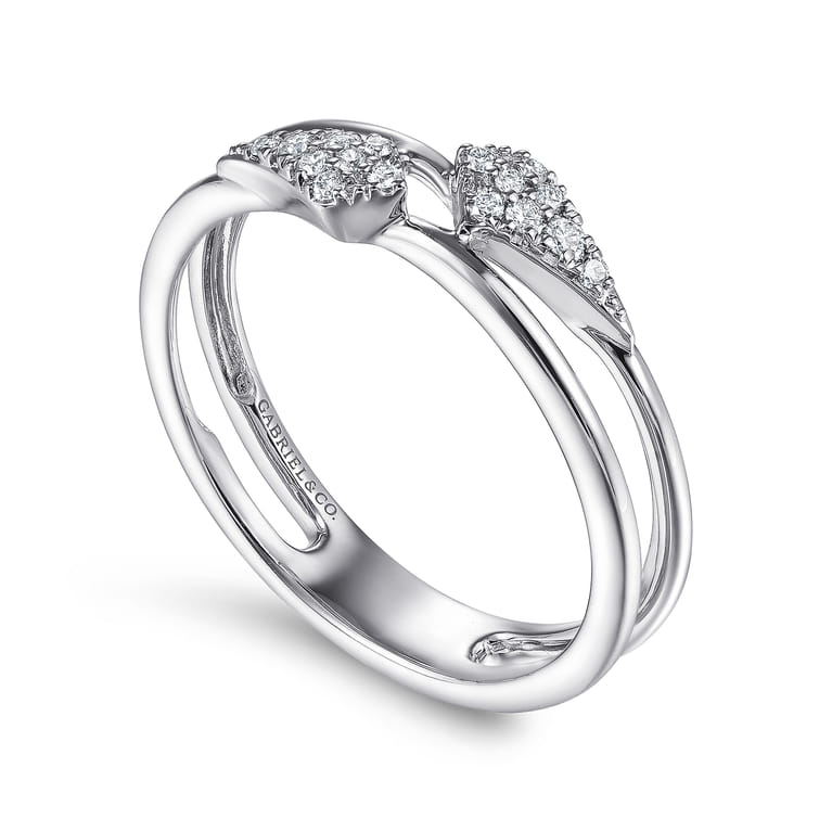 14K White Gold Spiked Diamond Stackable Ring - 0.09 ct - Shot 3
