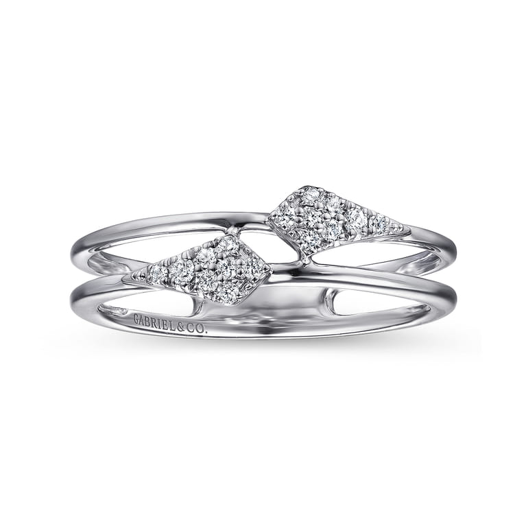 14K White Gold Spiked Diamond Stackable Ring - 0.09 ct - Shot 4