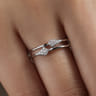 14K White Gold Spiked Diamond Stackable Ring - 0.09 ct