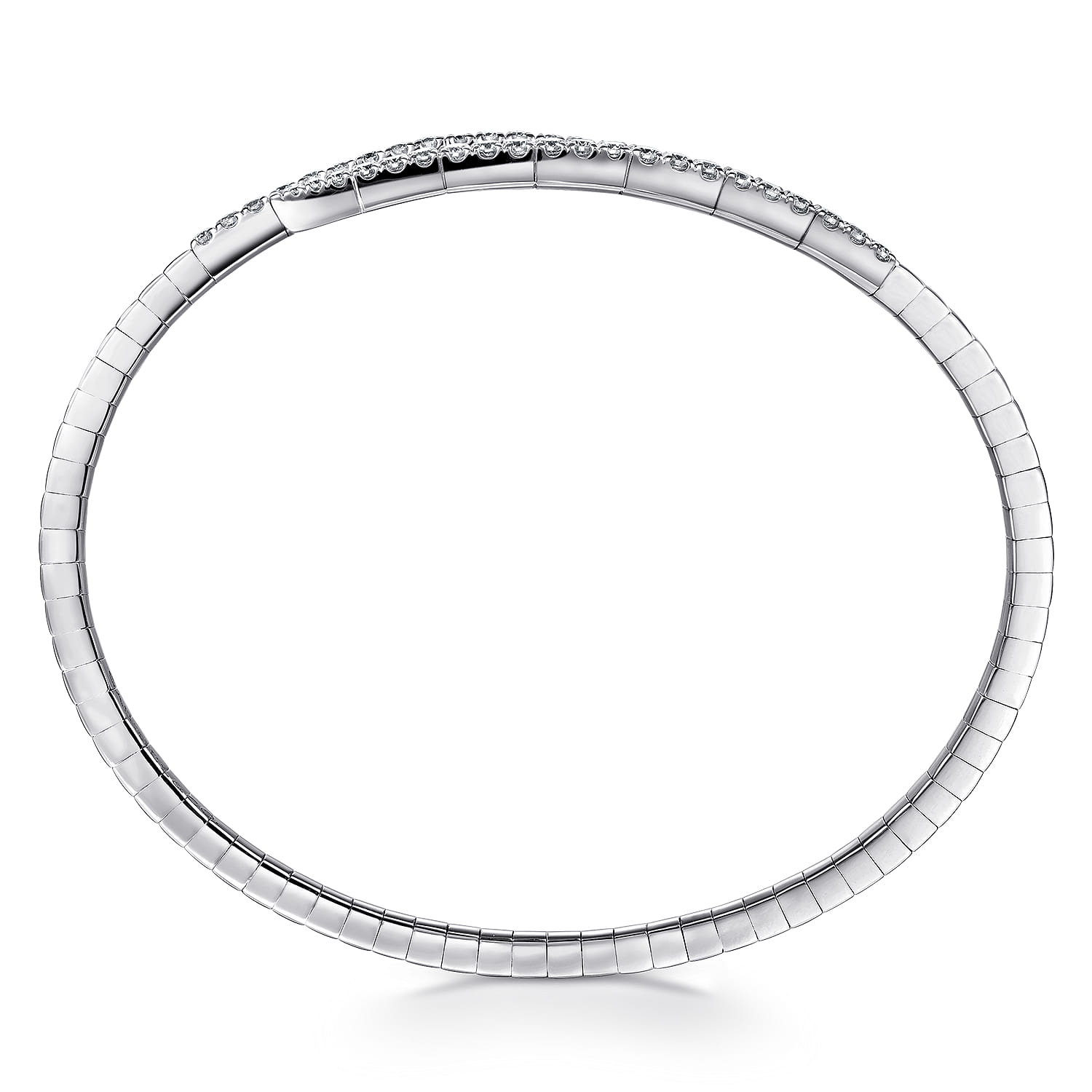 14K White Gold Split Bypass Diamond Bangle - 0.9 ct - Shot 3