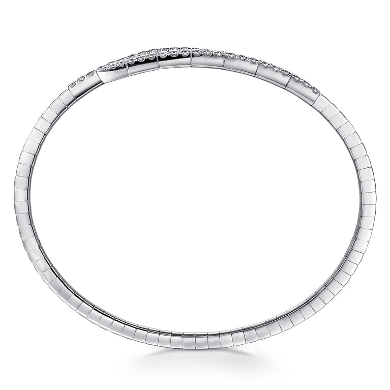 14K White Gold Split Bypass Diamond Bangle - 0.9 ct - Shot 3