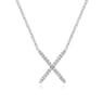 14K White Gold Split Chain Diamond X Necklace - 0.12 ct