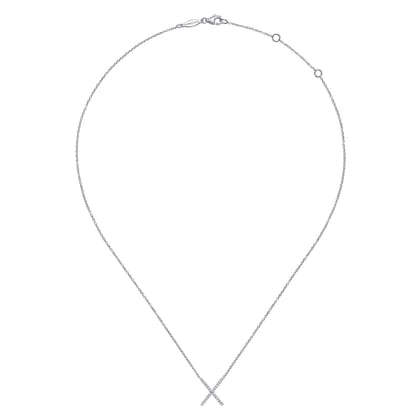 14K White Gold Split Chain Diamond X Necklace