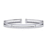14K White Gold Split Cuff with Pyramids and Diamonds - 0.4 ct