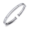14K White Gold Split Cuff with Pyramids and Diamonds - 0.4 ct
