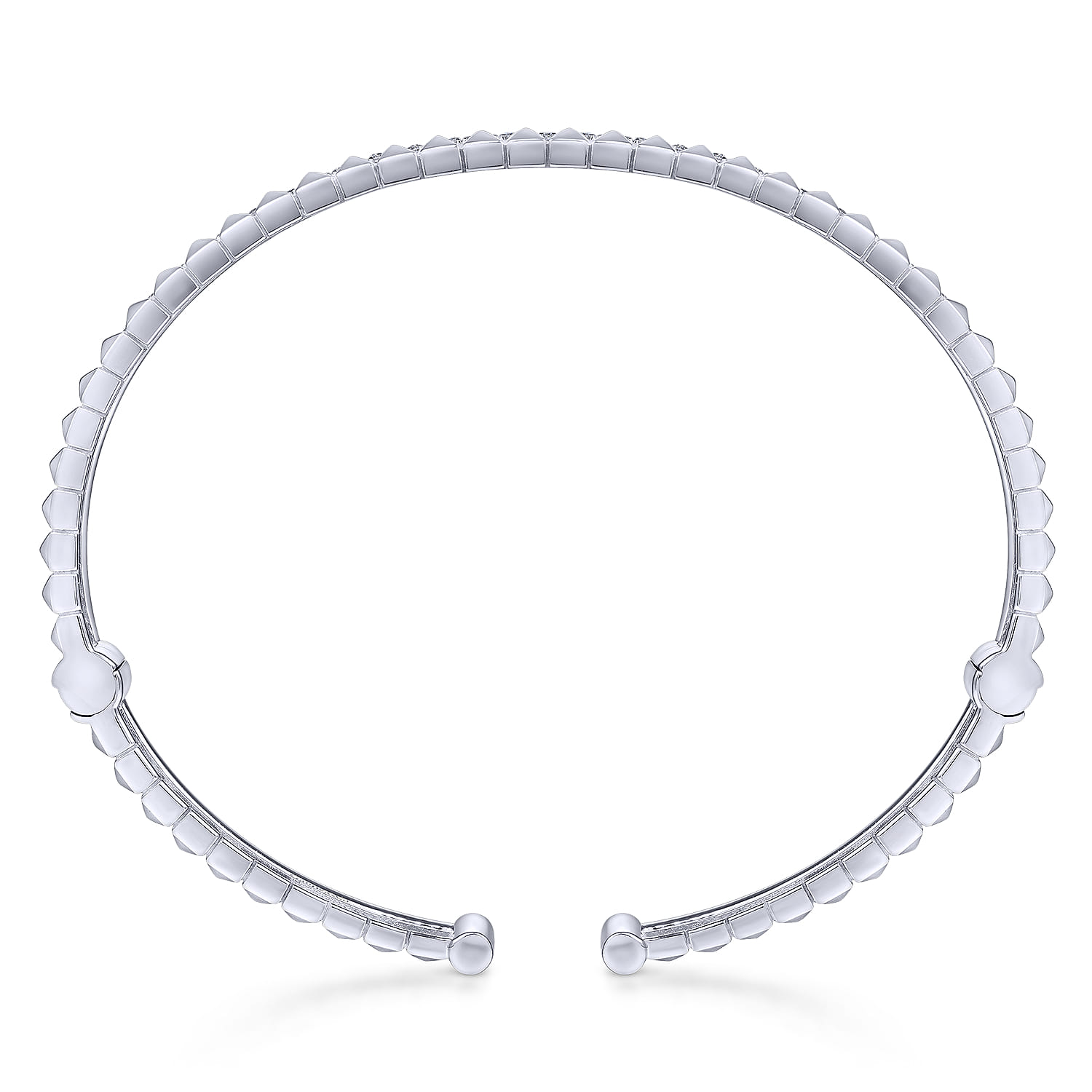 14K White Gold Split Cuff with Pyramids and Diamonds - 0.4 ct - Shot 3