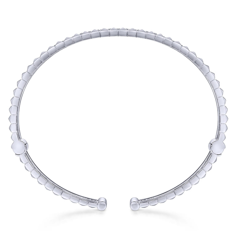 14K White Gold Split Cuff with Pyramids and Diamonds - 0.4 ct - Shot 3