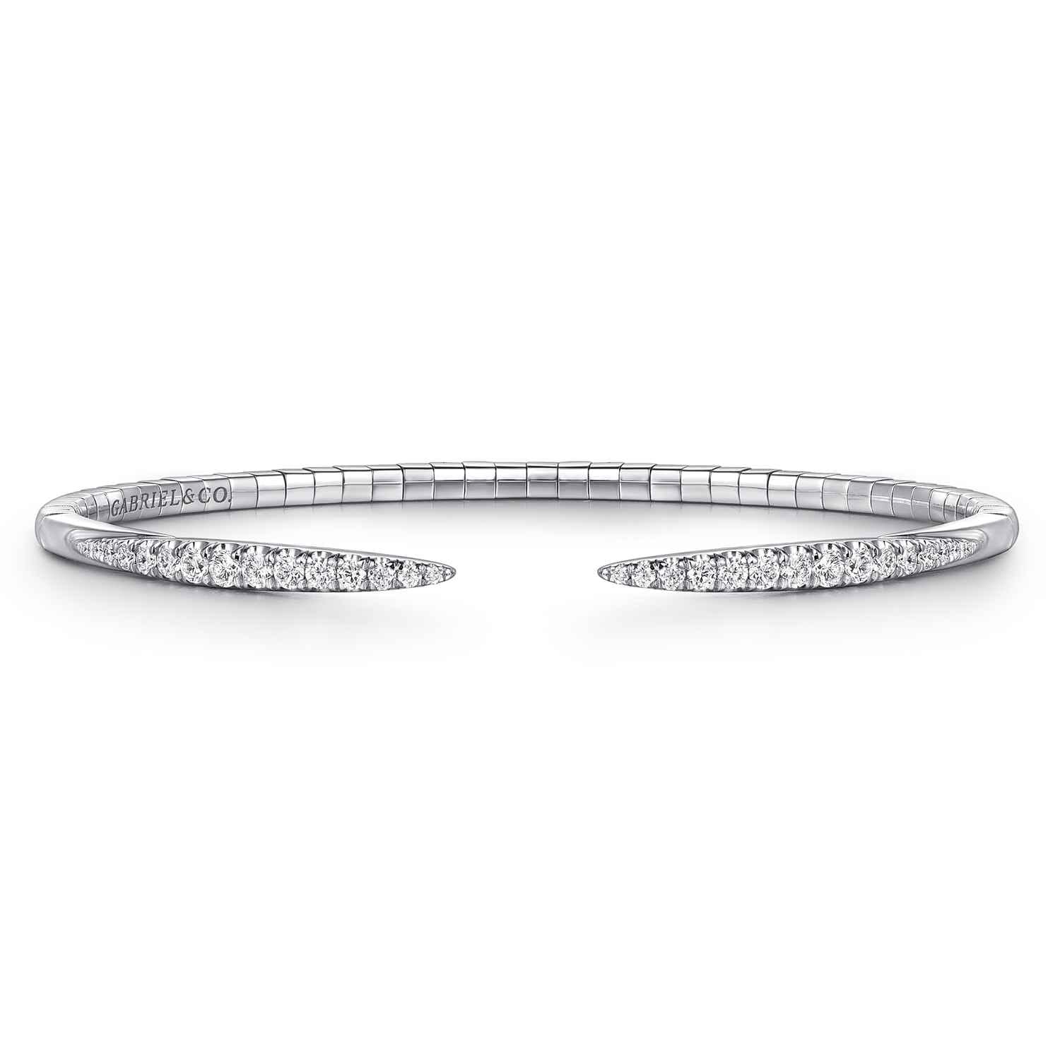 14K White Gold Split Diamond Spike Bangle Bracelet - 0.5 ct - Shot 1