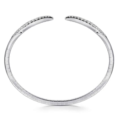 14K White Gold Split Diamond Spike Bangle Bracelet