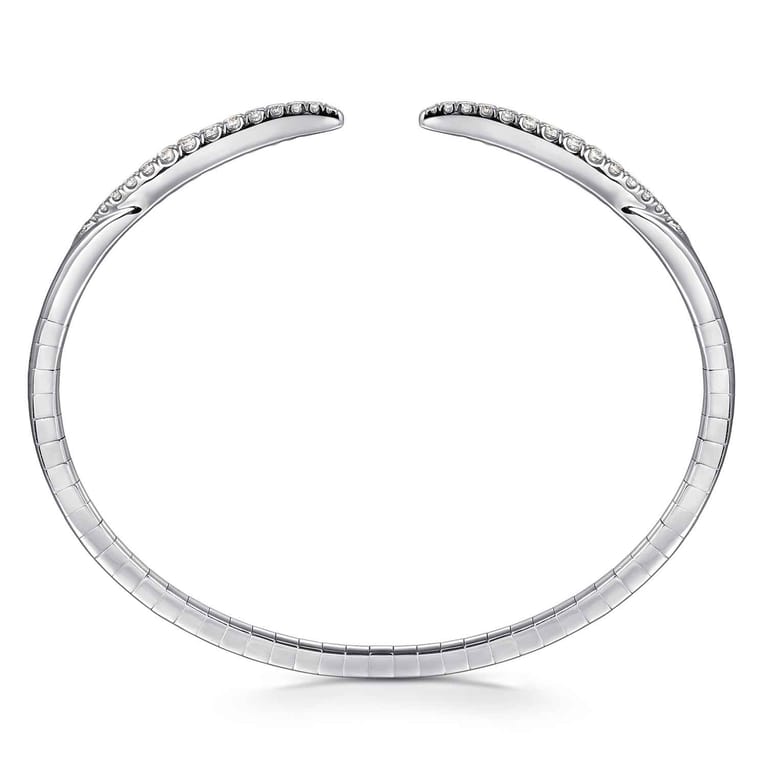 14K White Gold Split Diamond Spike Bangle Bracelet - 0.5 ct - Shot 3