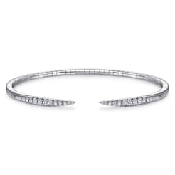 14K White Gold Split Diamond Spike Bangle