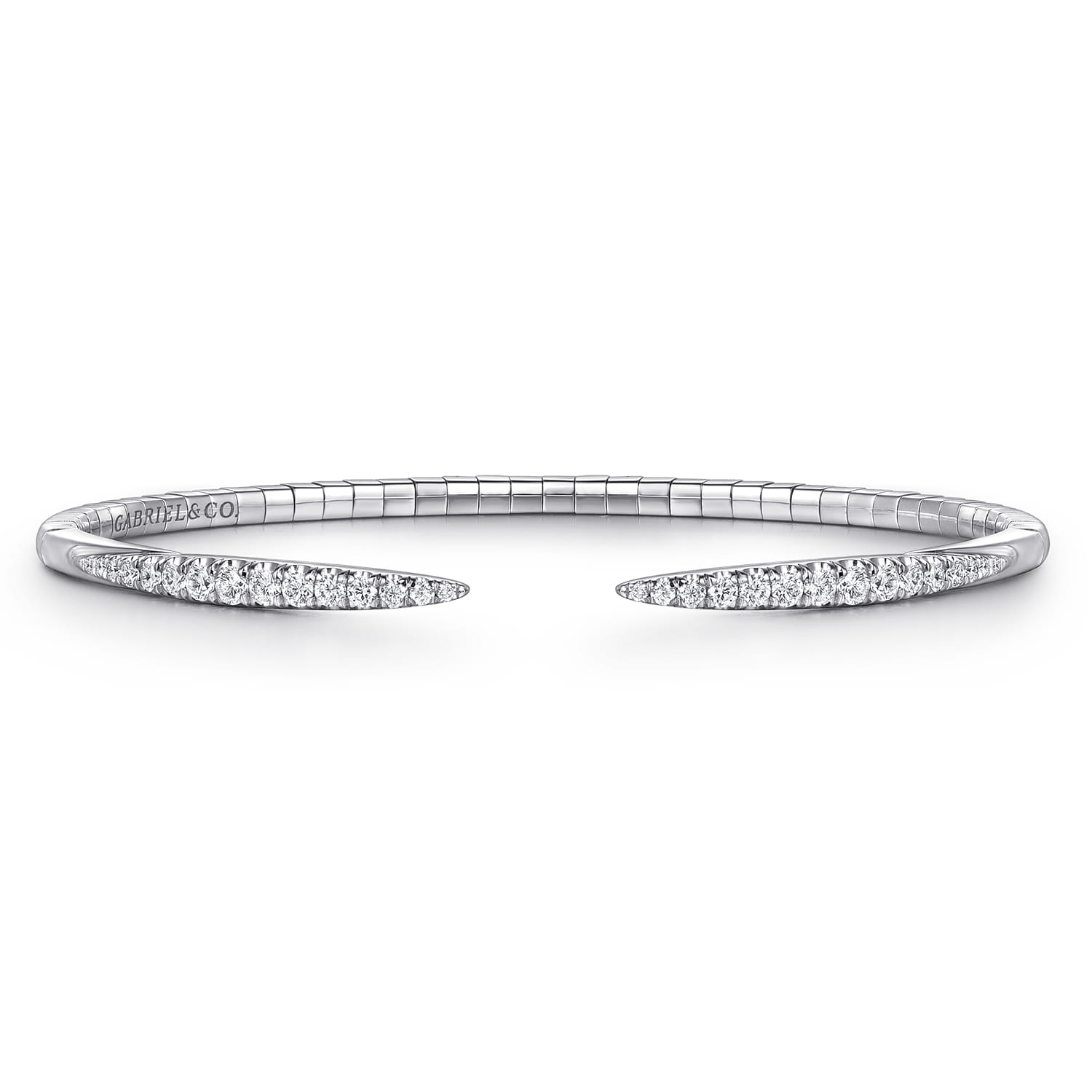 14K White Gold Split Diamond Spike Bangle - 0.51 ct - Shot 1