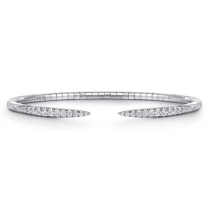 14K White Gold Split Diamond Spike Bangle