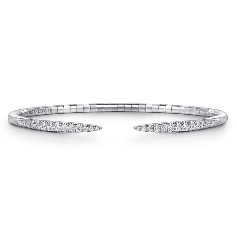 14K White Gold Split Diamond Spike Bangle - 0.51 ct - Shot 1