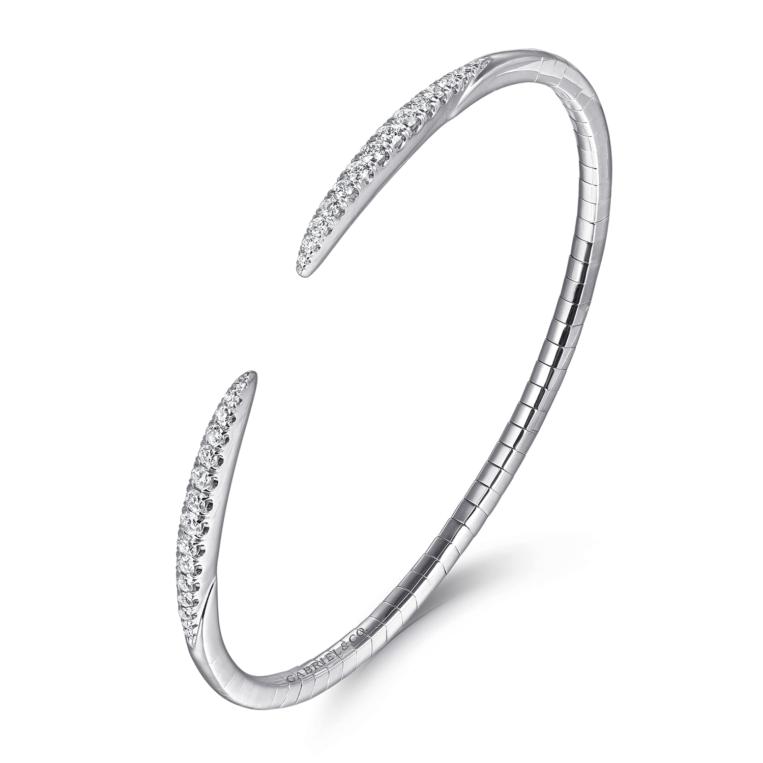 14K White Gold Split Diamond Spike Bangle - 0.51 ct - Shot 2