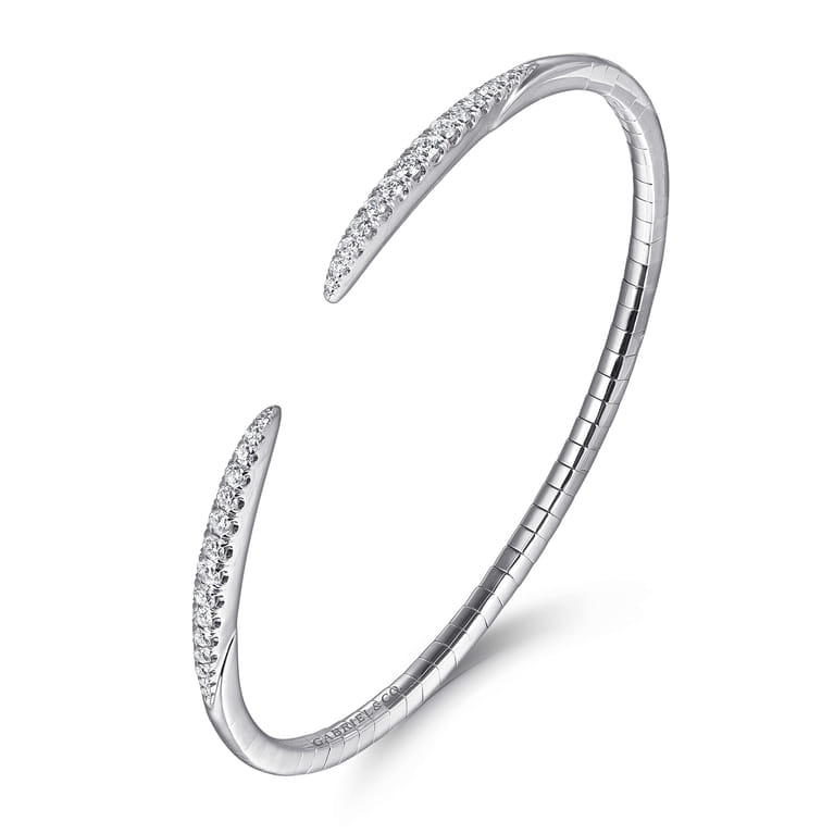 14K White Gold Split Diamond Spike Bangle - 0.51 ct - Shot 2