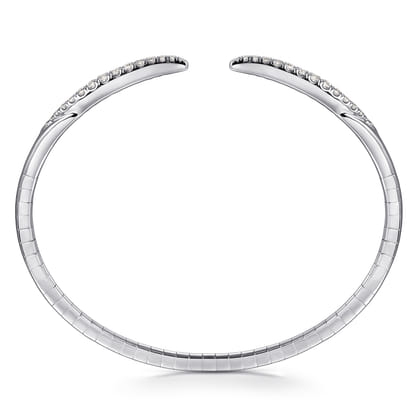 14K White Gold Split Diamond Spike Bangle