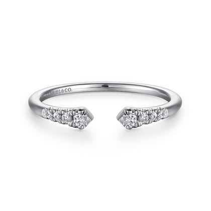 14K White Gold Split Diamond Stackable Ring