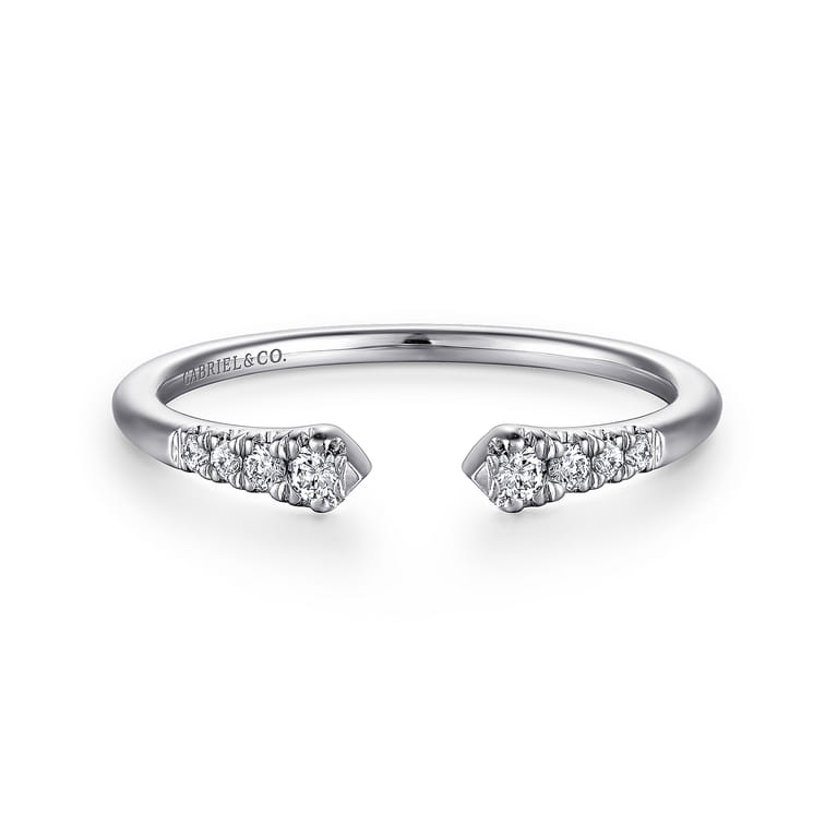 14K White Gold Split Diamond Stackable Ring - 0.1 ct - Shot 1
