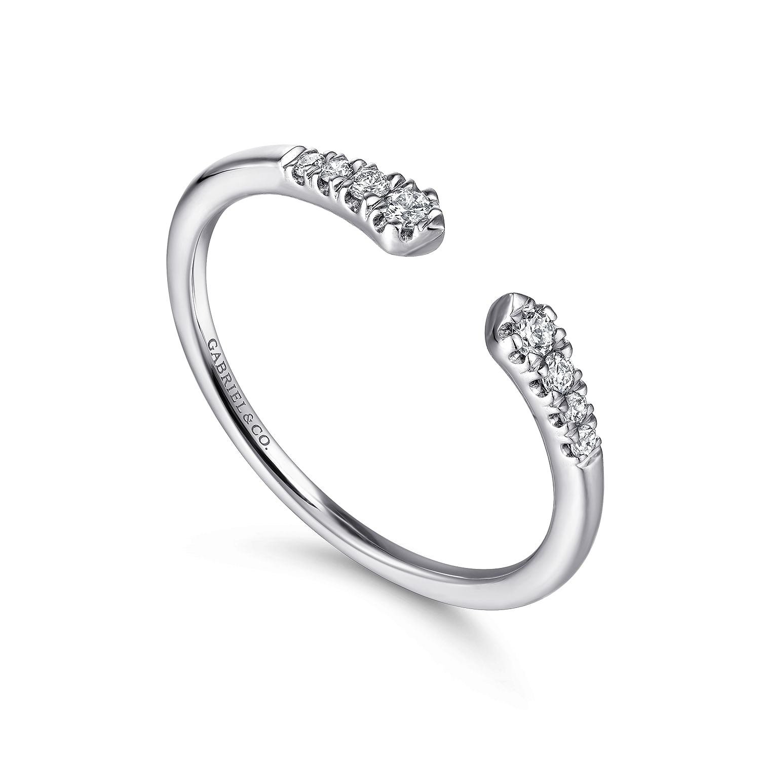 14K White Gold Split Diamond Stackable Ring