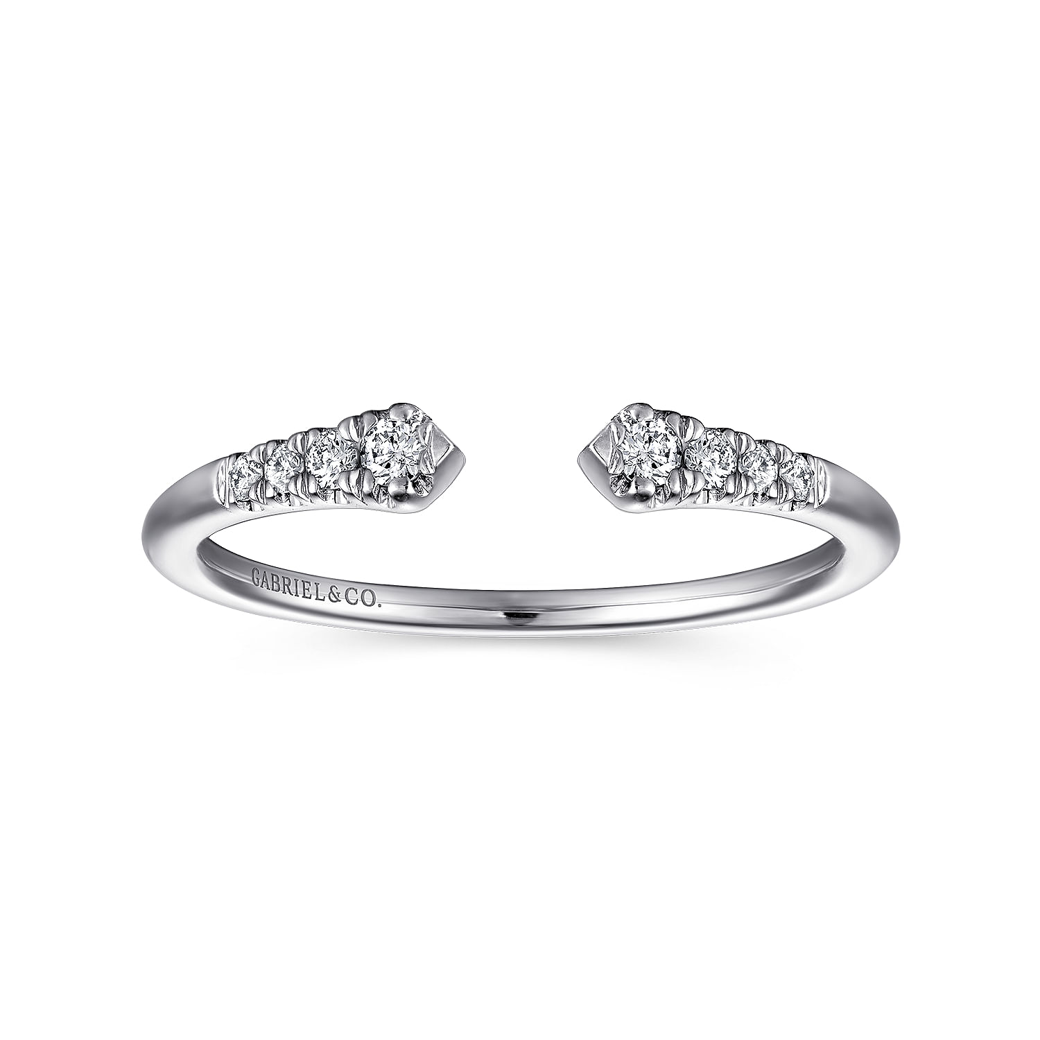 14K White Gold Split Diamond Stackable Ring