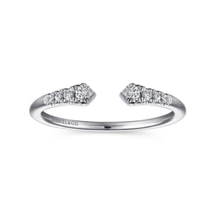 14K White Gold Split Diamond Stackable Ring