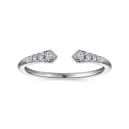 14K White Gold Split Diamond Stackable Ring
