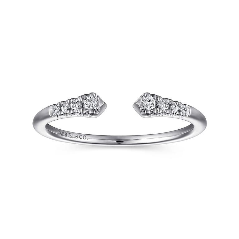14K White Gold Split Diamond Stackable Ring - 0.1 ct - Shot 4
