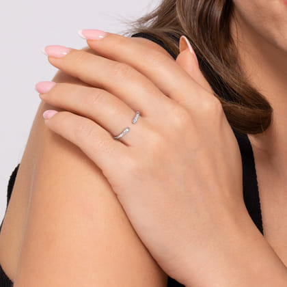 14K White Gold Split Diamond Stackable Ring