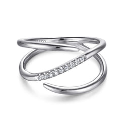 14K White Gold Split Shank Pave Diamond Wrap Ring