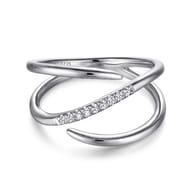 14K White Gold Split Shank Pave Diamond Wrap Ring