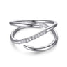 14K White Gold Split Shank Pave Diamond Wrap Ring - 0.05 ct