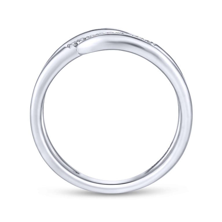 14K White Gold Split Shank Pave Diamond Wrap Ring - 0.05 ct - Shot 2