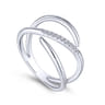14K White Gold Split Shank Pave Diamond Wrap Ring - 0.05 ct