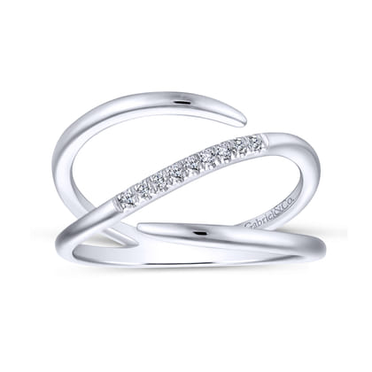 14K White Gold Split Shank Pave Diamond Wrap Ring