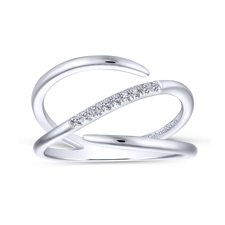 14K White Gold Split Shank Pave Diamond Wrap Ring - 0.05 ct - Shot 4