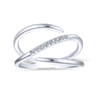 14K White Gold Split Shank Pave Diamond Wrap Ring - 0.05 ct