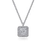 14K White Gold Square Cluster Diamond Pendant Necklace - 0.45 ct