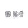 14K White Gold Square Pave Diamond Stud Earrings - 0.3 ct