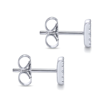 14K White Gold Square Pave Diamond Stud Earrings