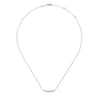14K White Gold Square Station Diamond Pave Curved Bar Necklace - 0.2 ct