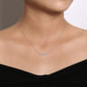 14K White Gold Square Station Diamond Pave Curved Bar Necklace - 0.2 ct