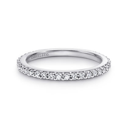 14K White Gold Stackable Diamond Band Ring