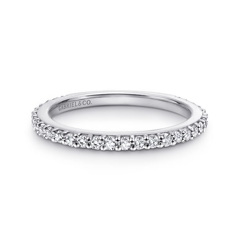 14K White Gold Stackable Diamond Band Ring - 0.45 ct - Shot 1